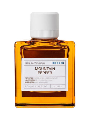KORRES Mountain Pepper Eau de Toilette Spray, Cedar Citrus with Orange Litsea Cubeba Bergamot, Pepper Rosemary Rose Heart, Musk Moss Amber Base, Woody Fougere Aroma for Women &amp; Men, 1.69 Fl Oz