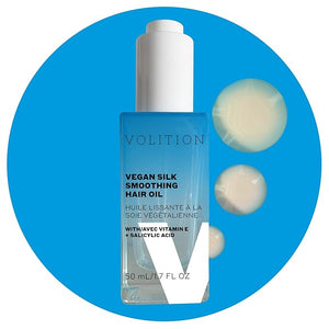Volition Beauty Vegan Silk Smoothing Hair Oil with Vitamin E + Salicylic Acid | Anti-Frizz Leave-In Treatment | Adds Shine Nourishes Dry Ends Soothes Scalp | Clears Blemishes on Hair Line &amp Bacn