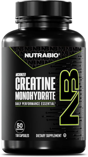 NutraBio Pure Micronized Creatine Monohydrate Capsules Creatine Pills Supports Bulk Muscle Energy Recovery and Strength - Keto Friendly Kosher Creatine Nutritional Supplement for Men and Women