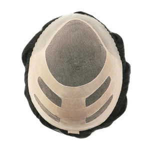 Mens Human Hair Toupee Hair Pieces Replacement for Men Human Hair System 130% Density Fine Mono 8x10#4