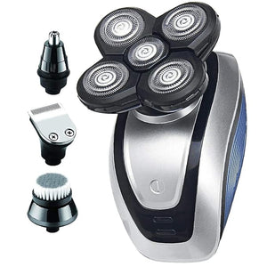 Head Shaver for Bald Men | Instant Electric Skull Razor | 4 in 1 Beard Nose Hair Trimmer Clipper | Rechargeable Cordless Waterproof Wet Dry Grooming Kit (Silver)