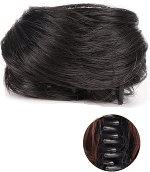 HIHELO 1-Pack Mini Claw Clip Messy Cat Ears Short Synthetic Curly Wavy Bun Extension Wig Claw Clip Women Hair Accessories (Color : 17)