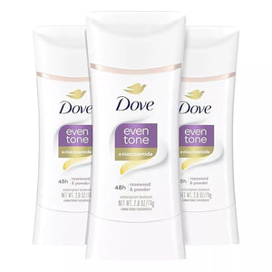 Dove Even Tone Antiperspirant Deodorant for Uneven Skin Tone Restoring Powder Sweat Block for All-Day Fresh Feeling 2.6 oz 3 Count