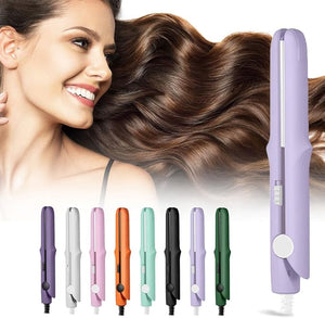Mini Dual Purpose Curling Iron 2025 New 2 in 1 Mini Curling Wand &amp Flat Iron Hair Straightener Portable Travel Curling Wand for Women Short Hair Hair Straightener for All Hair Types (Light Purp