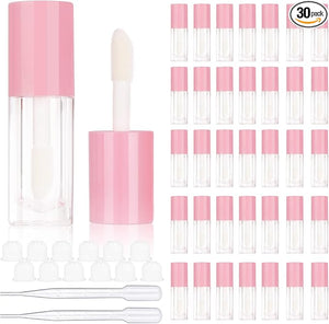COSIDEA 30pcs Pink Empty 6ml 0.2oz Lip Gloss Tubes with Big Doe Foot Wand£¬Round Lipgloss Containers£¬Concealer Tube Cosmetic Packing Container Bulk Wholesale