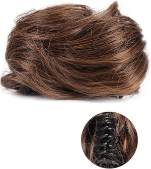 HIHELO 1-Pack Mini Claw Clip Messy Cat Ears Short Synthetic Curly Wavy Bun Extension Wig Claw Clip Women Hair Accessories (Color : 13)