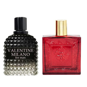 Valentine Milano Cologne for Men (EDP) &amp Lion Versatile (EDT) Red Flame for Men Cologne Fragrance for Man 3.4 Fl Oz Each (Pack of 2)