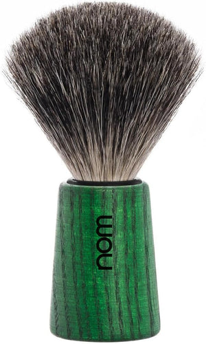 NOM Theo Shaving Brush | Pure Badger Shave Brush for Shaving soaps and creams | Exfoliating Shaving Brush| Green Ash handle