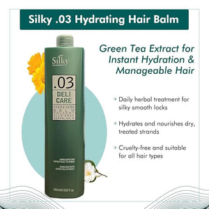 .03 Hydrating Hair Balm with Green Tea Extract - Daily Herbal Hair Treatment for Instant Hydration &amp Manageable Hair - Hair Mask 1000 ml