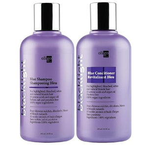 Oligo Professionnel - Blacklight Blue Shampoo &amp Conditioner for blondes - Sulfate-Free - Vegan - Eliminate brassy tones - Refresh Faded Highlights - Argan oil - Hydrating Formula - 8.5oz DUO BUNDL