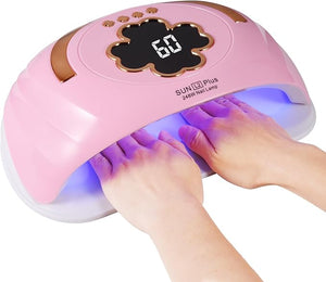 UV LED Nail Lamp for Two Hand 248W Large Space UV Light for Nails45 LED Beads and Professional Manicure Nail Lamp with Automatic Sensor (Pink)
