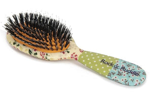 Rock &amp; Ruddle Natural Mixed Boar Bristle Hair Brush for Women and Kids (Small 6.9") - Perfect for Wet or Dry Hair, Detangling Smoothing Blowdrying - Designed &amp; Made in UK - Pink Blossom