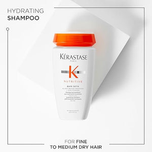 Kerastase Nutritive Bain Satin Shampoo | Gently Cleanses &amp Replenishes Moisture for Soft Shiny Hair | With Plant-Based Proteins &amp Niacinamide | For Fine to Medium Dry Hair