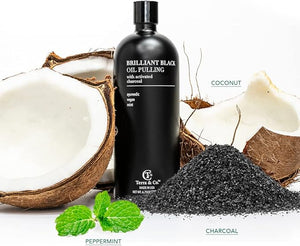 Terra &amp Co.¢ç Brilliant Black¢ç Oil Pulling Mouthwash | Natural Oil Rinse with Vitamin E for Strong Gums &amp Healthy Teeth | Fluoride-Free Made in USA | 6.75 oz