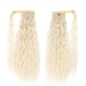 Hair Chignon 22 Inch Synthetic Corn Wavy Long Ponytail Wig Wrap Hair Clip Extensions Ponytail Hair Bun Women Hair Accessories Hair Pieces For Women(60)