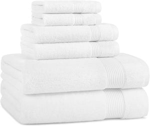 Arkwright Bath Towels Set of 6 - Super Soft 100% Cotton 600 GSM Quick Dry &amp Absorbent Luxury Bathroom Essentials with 2 Shower Towels 2 Hand Towels and 2 Washcloths Dove White
