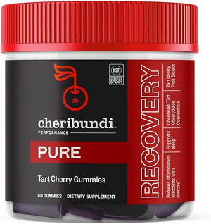 Cheribundi Tart Cherry Gummies Pure | Performance for Maximum Recovery with 25 Tart Cherries | Powerful Antioxidant Support Non-GMO Gluten-Free Vegan | 20 Calories per Serving | 60 Count
