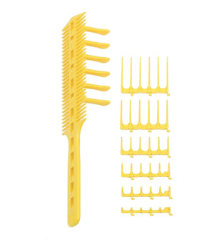 Scissor Clipper Over Comb Hair Cutting Tool - DIY Home Hair Cutting Guide Comb Set (Classic Set Yellow)