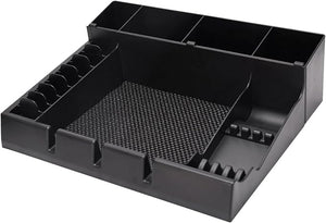 Stylist Tool Box Organizer Hair Accessory Organizer Salon Hair Clipper Professional Hair Clipper Workstation Holds 3 Trimmers Multi-Compartment Design with Scissor Slot (Black)