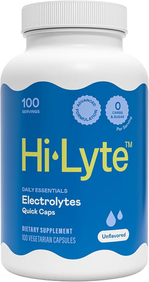 Hi-Lyte Unflavored Electrolyte Capsules - Hydration Support Supplement Tablets - Sodium, Potassium, Magnesium - 100 Servings