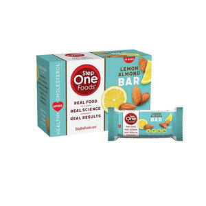 Step One Foods Lemon Almond Bar Heart Healthy Snack Plant Sterols Omega 3's High Fiber Snack Gluten &amp Dairy Free Vegan Zero Sodium Granola Bars (12 Pack)