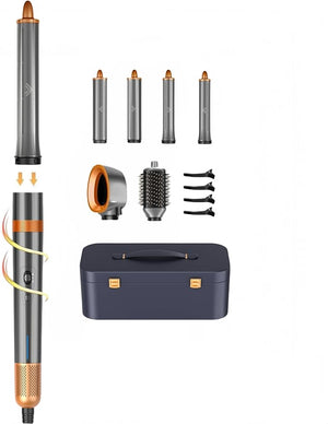 T-GOGO Hair Dryer Brush Professional: 6 in 1 Hot Air Hair Styler &amp Dryer Set Powerful Hair Air Curling Iron High-Speed Negative Ionic Blow Dryer Auto-Wrap No Heat Damage (Yellow)