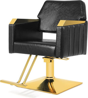 Artist hand Hair Salon Chair Hydraulic Salon Styling Chair 360 Degrees Rolling Swivel Barber Chair Beauty Salon Equipment for Hair Stylist Max Load 330 Lbs Black and Gold