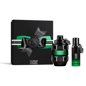 Viktor&ampRolf - Spicebomb Nightvision Mens Cologne 2-Piece Set ($195 Value) - Woody &amp Spicy - With Notes of Citrus &amp Tobacco - Full Size Eau de Parfum 3 Fl Oz &amp Travel Size Eau de Toile