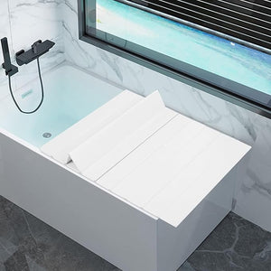 Foldable Bathtub Cover 59x31.5 Shutter Bath Lid Freestanding Bathtub Covers Anti-dust Bathtubs Cover Insulation PVC Bathtubs for Home Bathroom Spa Experience (59x31.5)