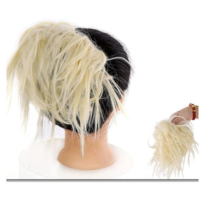 EARSHOT Hair Buns Hair Piece Messy Bun Hair Slice Ponytail Hair Extensions with Elastic Rubber Band Synthetic Fluffy Bun Women Wig Hair Bun Hair Accessories For Girls (Color : 0018)