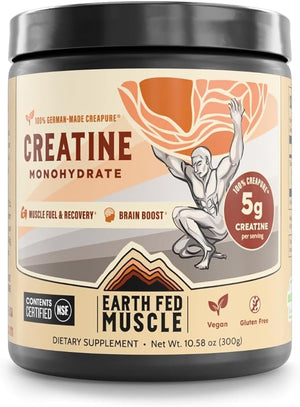 Earth Fed Muscle Transcend Creatine Monohydrate Powder ? 100% German Creapure Creatine for Women | Muscle Recovery &amp Building Energy Production | Unflavored 5g Serving 60 Servings per Container