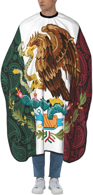 Mexico Paisley Flag Salon Barber Cape For Men/Women - Professional Hairdressing Waterproof Hair Cutting Cape With Adjustable Snap Closure-Haircut Apron For Hair Stylist And Home Use-55''X66''