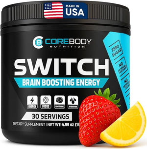 Switch Brain Boosting Nootropic Energy Supplement Powder - Made in USA - Alpha GPC NALT Ashwagandha Sugar Free Energy Keto Increase Mental Focus &amp Cognitive Function Enhances Mood &amp Mem