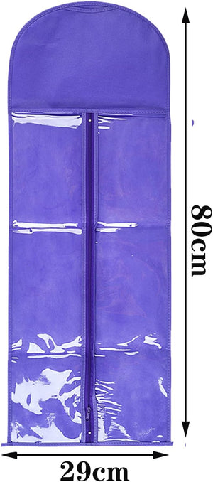 10 Packs 31.5in Extra Long Hair Extensions Storage Bag Folding Wig Bags Dust Proof Wigs Carrier Bags with Strong Zipper for Home Salon Organizer (Light Purple)