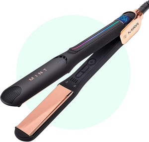 Professional Series MIRA Titanium Flat Iron Hair Straightener for Thick &amp Fine Hair | Powerful Single-Pass Straightening | Straightener &amp Curling Iron in One | 1 1/4 Inch Wide Flat Iron by MIN