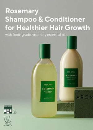 AROMATICA Rosemary Scalp Scaling Shampoo and Conditioner Set 13.53 fl.oz each ? Vegan Korean Hair Care Gift Set for Woman with Rosemary Oil. Sulfate Free Shampoo Conditioner For Hair Growth