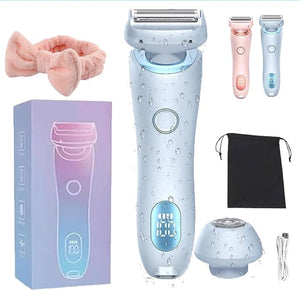 New Electric Razor for Women2 in 1 Dual Headed Shaverfor The Bikini Area and Full BodyEnjoy Silky Smooth Skin (Blue)