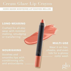 Glo Skin Beauty Cream Glaze Lip Crayon | New Neutral Shades, Peach Nude (Bellini)