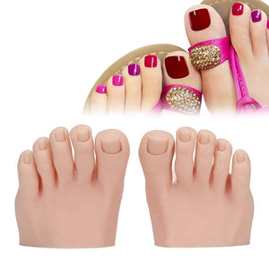 Practice Fake Foot, 1 Pair Flexible Soft Silicone Half Foot Model, Prosthetic Practice Manicure Tool, Feet Model for Nails Tips Art Training Display, Practice, Art Sketch (Middle
