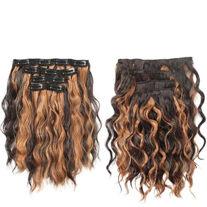 Short Curly Synthetic 4-piece Set Of Water Ripple Hair Extension Wig Clip In Woman's Clip Hair Accessories Hairpiece(2H30)