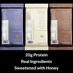 Jacob Bar Protein Bars Variety Pack (9 Bars Total) Contains 3 of Each Chocolate Vanilla Berry - 20g Grass-Fed Protein No Seed Oils Nothing Artificial