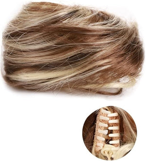 HIHELO 1-Pack Mini Claw Clip Messy Cat Ears Short Synthetic Curly Wavy Bun Extension Wig Claw Clip Women Hair Accessories (Color : 04)