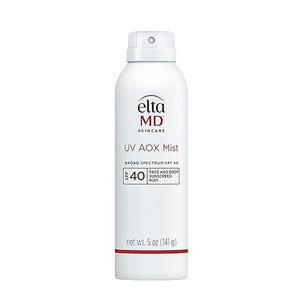 EltaMD UV AOX Mist Mineral Sunscreen Spray SPF 40, Broad Spectrum Face and Body Sunscreen with Zinc Oxide, 100% Mineral Active, Hydration Boost with Antioxidants, Moisturizer with SPF 40, 5 oz