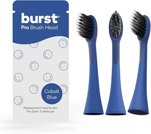 BURST Pro Sonic Electric Toothbrush Genuine Replacement Heads (Cobalt Blue/3 Pack) | Soft Bristles for Deep Clean, Stain &amp; Plaque Removal