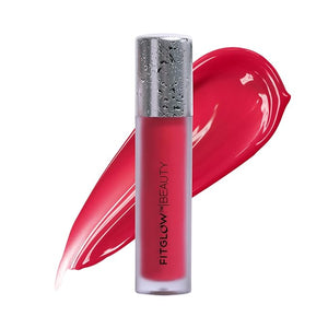 FITGLOW Beauty Lip Colour Serum | Hydrating Lip Gloss | Plumping Anti-Aging Lip Treatment | Natural Shine with Pomegranate Sterols &amp; Collagen | Buildable Color for Dry Chapped Lips | Cherry - 10g