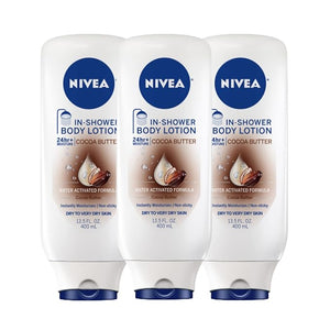 NIVEA Cocoa Butter In Shower Lotion Body Lotion for Dry Skin 3 Pack of 13.5 Fl Oz Bottles