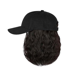 Hat Wig for Women Short Wave Baseball Cap Wig with Curly Synthetic Hair Extensions 14inch Wavy Curly Bob wig Sun hat