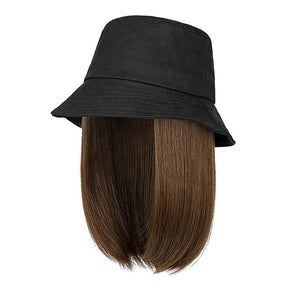 Women's baseball cap wig detachable duckbill cap collarbone wig fisherman's cap wig sun visor cap fake straight hair