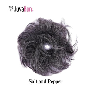 Juvabun Small Messy Bun Hair Piece - Salt and Pepper| Curled Hair Bun Scrunchie Hair Buns Hair Piece | Everyday Wear | Washable &amp Realistic| Hair Pieces for Women Synthetic Hair Bun Scrunchie