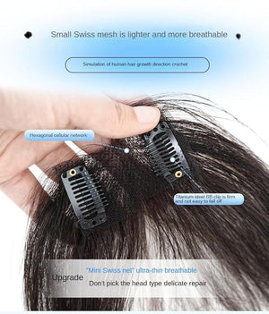 Lace Base Clip In Baby Hair Air Bang Natural Human Hair Side Bangs Invisible Edge Replacement Fringe Forehead Hairline For Women Glueless Hair Extensions (Dark Brown Lace 4x6 cm)